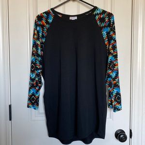 3/4 length Top, Colorful Aztec Print